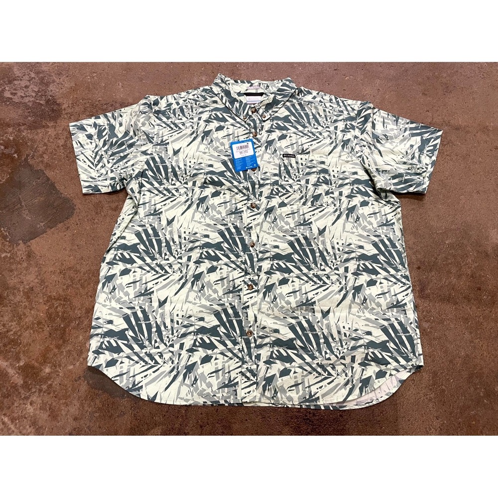 Columbia Sportswear Rapid Rivers Shirt Mens 2XL Metal Dye Palms Cotton Stretch